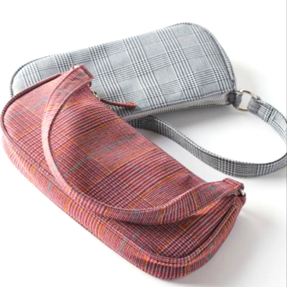 Urban Outfitters Pink Plaid Baguette Bag